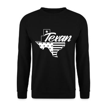 Texaner Texanisch Texas Stolz Sprüche - Unisex Pullover - Schwarz - Vorne - Alina (178cm) & Michal (187cm)