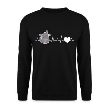Chinchilla Herzschlag - Unisex Pullover - Schwarz - Vorne - Alina (178cm) & Michal (187cm)