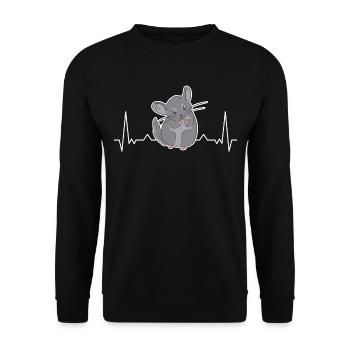 Chinchilla Herzschlag - Unisex Pullover - Schwarz - Vorne - Alina (178cm) & Michal (187cm)