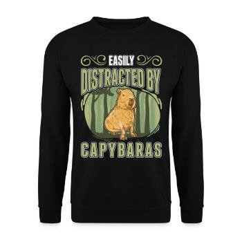 Easily distracted by Capybaras - Unisex Pullover - Schwarz - Vorne - Alina (178cm) & Michal (187cm)