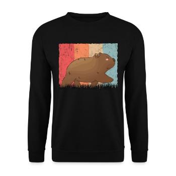 Wombat Retro, Wombat Vintage - Unisex Pullover - Schwarz - Vorne - Alina (178cm) & Michal (187cm)