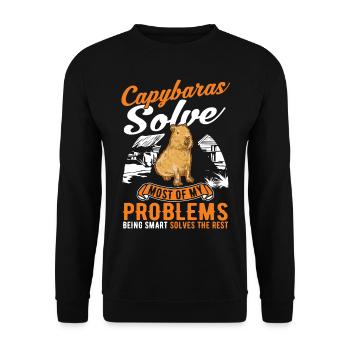 Capybara Wasserschwein Capibara - Unisex Sweatshirt - black - Front - Alina (178cm) & Michal (187cm)