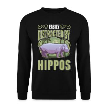 Facilement distrait par les hyènes Erdwolf Hyène - Sweat-shirt Unisexe - noir - Devant - Alina (178cm) & Michal (187cm)