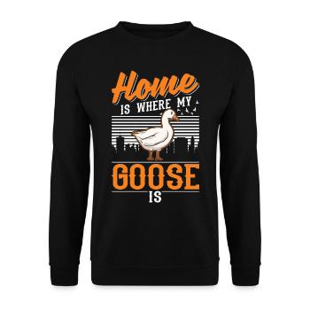 Home is where my geese are goose - Unisex Sweatshirt - black - Front - Alina (178cm) & Michal (187cm)
