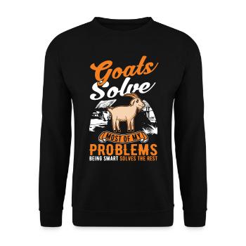 Ziegen Geschenk Ziegenwirt Ziege - Unisex Pullover - Schwarz - Vorne - Alina (178cm) & Michal (187cm)