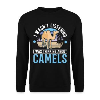 Kamel Geschenk Dromedar Camel Großkamel - Unisex Pullover - Schwarz - Vorne - Alina (178cm) & Michal (187cm)