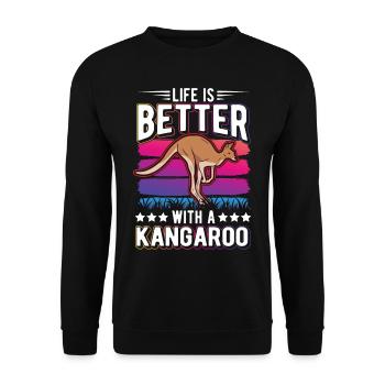 Life is better with kangaroos - Unisex Sweatshirt - black - Front - Alina (178cm) & Michal (187cm)