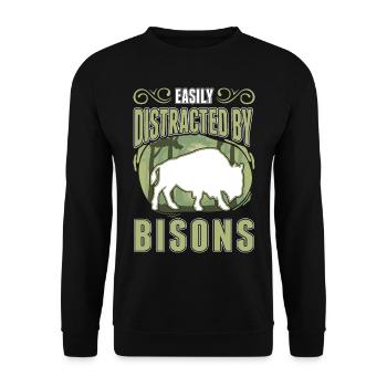 Facilement distrait par les bisons Buffle d’eau Buffle - Sweat-shirt Unisexe - noir - Devant - Alina (178cm) & Michal (187cm)