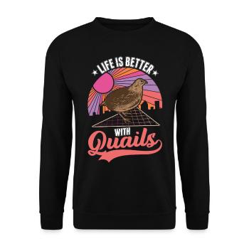 La vie est meilleure avec les éleveurs de cailles - Sweat-shirt Unisexe - noir - Devant - Alina (178cm) & Michal (187cm)