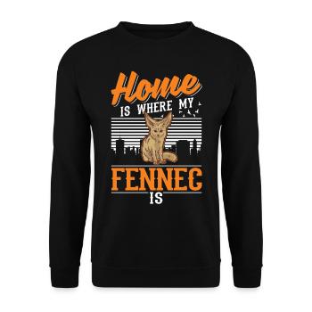Zuhause ist wo mein Fennek ist - Unisex Pullover - Schwarz - Vorne - Alina (178cm) & Michal (187cm)