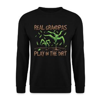 De vrais grands-pères jouant au jardinage dans la terre - Sweat-shirt Unisexe - noir - Devant - Alina (178cm) & Michal (187cm)