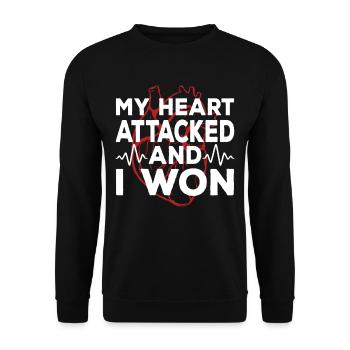 My heart attacked and I won - Unisex Sweatshirt - black - Front - Alina (178cm) & Michal (187cm)