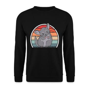 Chinchilla Retro Wollmaus Vintage - Unisex Pullover - Schwarz - Vorne - Alina (178cm) & Michal (187cm)