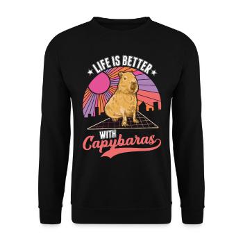 Life is better with a capybara - Unisex Sweatshirt - black - Front - Alina (178cm) & Michal (187cm)