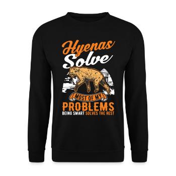 Hyäne Geschenk Erdwolf Hyena - Unisex Pullover - Schwarz - Vorne - Alina (178cm) & Michal (187cm)