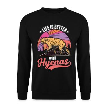Life is better with a hyena - Unisex Sweatshirt - black - Front - Alina (178cm) & Michal (187cm)