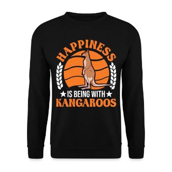 Kangaroo Luck Australian Kangaroo - Unisex Sweatshirt - black - Front - Alina (178cm) & Michal (187cm)