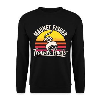 Magnetfischer Schatzsucher Magnet Magnetfischen - Unisex Pullover - Schwarz - Vorne - Alina (178cm) & Michal (187cm)