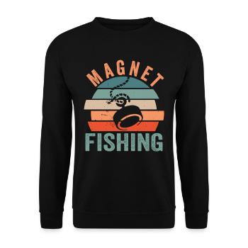 Magnet Fishing Magnet Fisher Magnet - Unisex Sweatshirt - black - Front - Alina (178cm) & Michal (187cm)