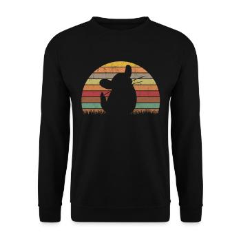 Chinchilla Retro Wollmaus Vintage - Unisex Pullover - Schwarz - Vorne - Alina (178cm) & Michal (187cm)