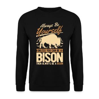 Soyez toujours vous-même Bison Buffle Büffel - Sweat-shirt Unisexe - noir - Devant - Alina (178cm) & Michal (187cm)