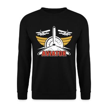 Airplane Jet Pilot Light Aircraft Light Aircraft - Unisex Sweatshirt - black - Front - Alina (178cm) & Michal (187cm)