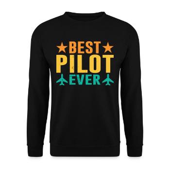 The Best Pilot Ever Small Aircraft Jet - Unisex Sweatshirt - black - Front - Alina (178cm) & Michal (187cm)