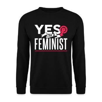 Ja Ich Bin Ein Feminist Feministisch Feminismus - Unisex Pullover - Schwarz - Vorne - Alina (178cm) & Michal (187cm)