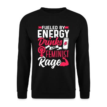 Alimenté par les boissons énergisantes et la colère féministe - Sweat-shirt Unisexe - noir - Devant - Alina (178cm) & Michal (187cm)