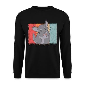 Chinchilla Retro Wollmaus Vintage - Unisex Pullover - Schwarz - Vorne - Alina (178cm) & Michal (187cm)