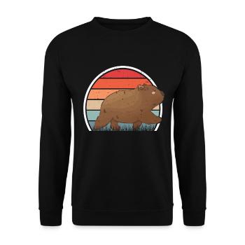 Wombat Retro, Wombat Vintage - Unisex Pullover - Schwarz - Vorne - Alina (178cm) & Michal (187cm)