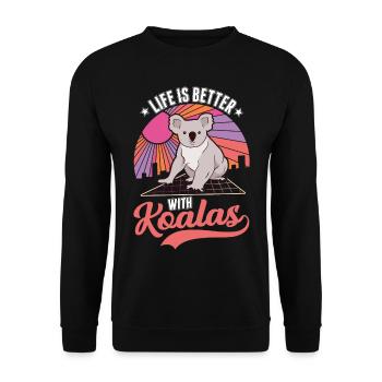 Das Leben ist besser mit einem Koala - Unisex Pullover - Schwarz - Vorne - Alina (178cm) & Michal (187cm)