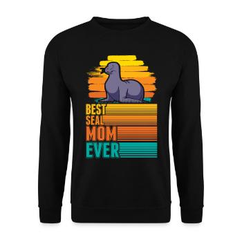 Best Seal Mom Ever Robben Mama Seehund - Unisex Sweatshirt - black - Front - Alina (178cm) & Michal (187cm)