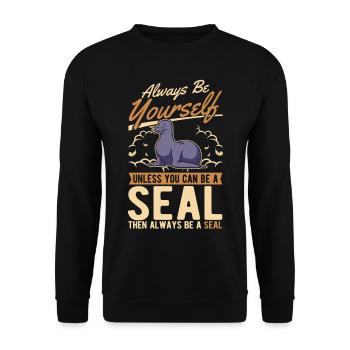 Seal Gift Sea Lion Seal Sea Lion - Unisex Sweatshirt - black - Front - Alina (178cm) & Michal (187cm)