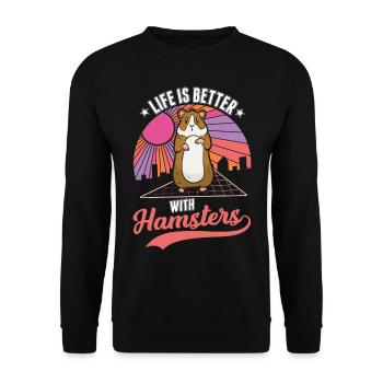 La vie est meilleure avec un hamster - Sweat-shirt Unisexe - noir - Devant - Alina (178cm) & Michal (187cm)