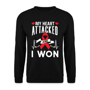 My heart attacked and I won - Unisex Sweatshirt - black - Front - Alina (178cm) & Michal (187cm)