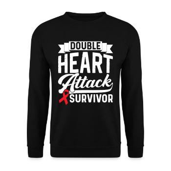 Double heart attack Surviving heart attack - Unisex Sweatshirt - black - Front - Alina (178cm) & Michal (187cm)