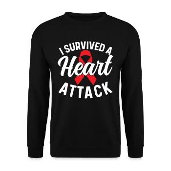 Ich Habe Einen Herzinfarkt Überlebt Herzanfall - Unisex Pullover - Schwarz - Vorne - Alina (178cm) & Michal (187cm)