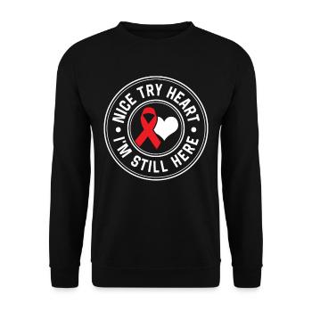 Netter Versuch Herz Ich Bin Immer Noch Hier - Unisex Pullover - Schwarz - Vorne - Alina (178cm) & Michal (187cm)