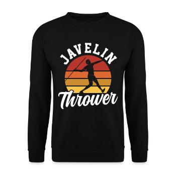 Speerwerfer Speer Speerwurf Speerwerfen - Unisex Pullover - Schwarz - Vorne - Alina (178cm) & Michal (187cm)
