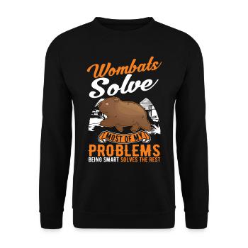 Australischer Wombat - Unisex Pullover - Schwarz - Vorne - Alina (178cm) & Michal (187cm)