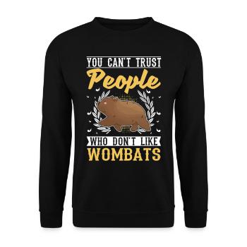 Australischer Wombat - Unisex Pullover - Schwarz - Vorne - Alina (178cm) & Michal (187cm)