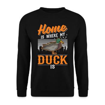La maison est l’endroit où sont mes canards - Sweat-shirt Unisexe - noir - Devant - Alina (178cm) & Michal (187cm)
