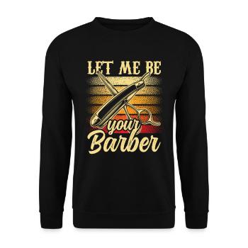 Laisse-moi être ton barbier Barbier - Sweat-shirt Unisexe - noir - Devant - Alina (178cm) & Michal (187cm)