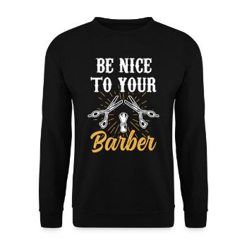Soyez gentil avec votre profession de barbier barbier - Sweat-shirt Unisexe - noir - Devant - Alina (178cm) & Michal (187cm)