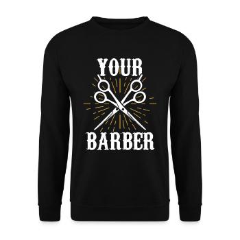 Votre profession de barbier Barbier Barbier - Sweat-shirt Unisexe - noir - Devant - Alina (178cm) & Michal (187cm)