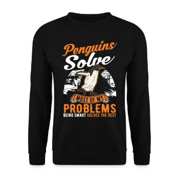 Penguin Gift Penguin - Unisex Sweatshirt - black - Front - Alina (178cm) & Michal (187cm)