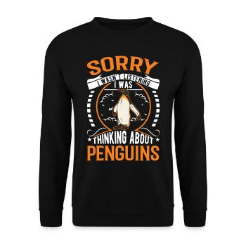 Pingouin Cadeau Pingouin Pingouin aux yeux jaunes - Sweat-shirt Unisexe - noir - Devant - Alina (178cm) & Michal (187cm)