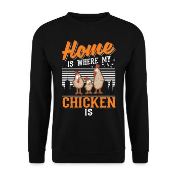 Poulets Home Farmer Poulet - Sweat-shirt Unisexe - noir - Devant - Alina (178cm) & Michal (187cm)
