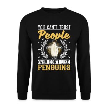 Pingouin Cadeau Pingouin Pingouin aux yeux jaunes - Sweat-shirt Unisexe - noir - Devant - Alina (178cm) & Michal (187cm)